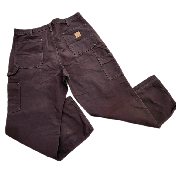 Loose Fit Washed Duck Double-Front Utility Work Pant,Brown, MENS 36X30 - Picture 3 of 5